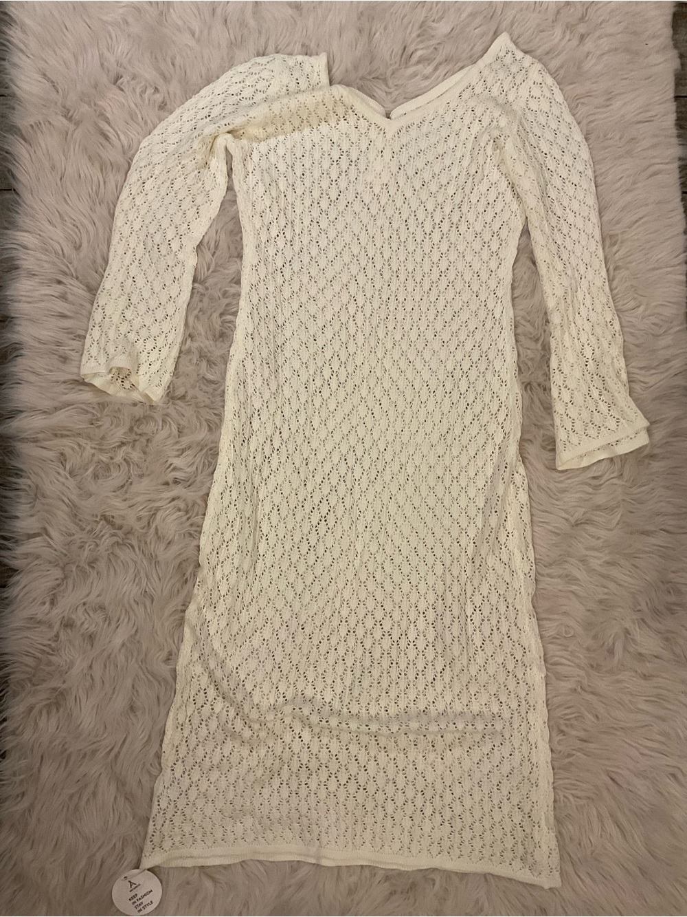 Cream Crochet Knit Midi Dress - Women